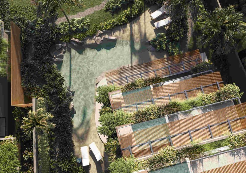 Lago banhável e Torre C