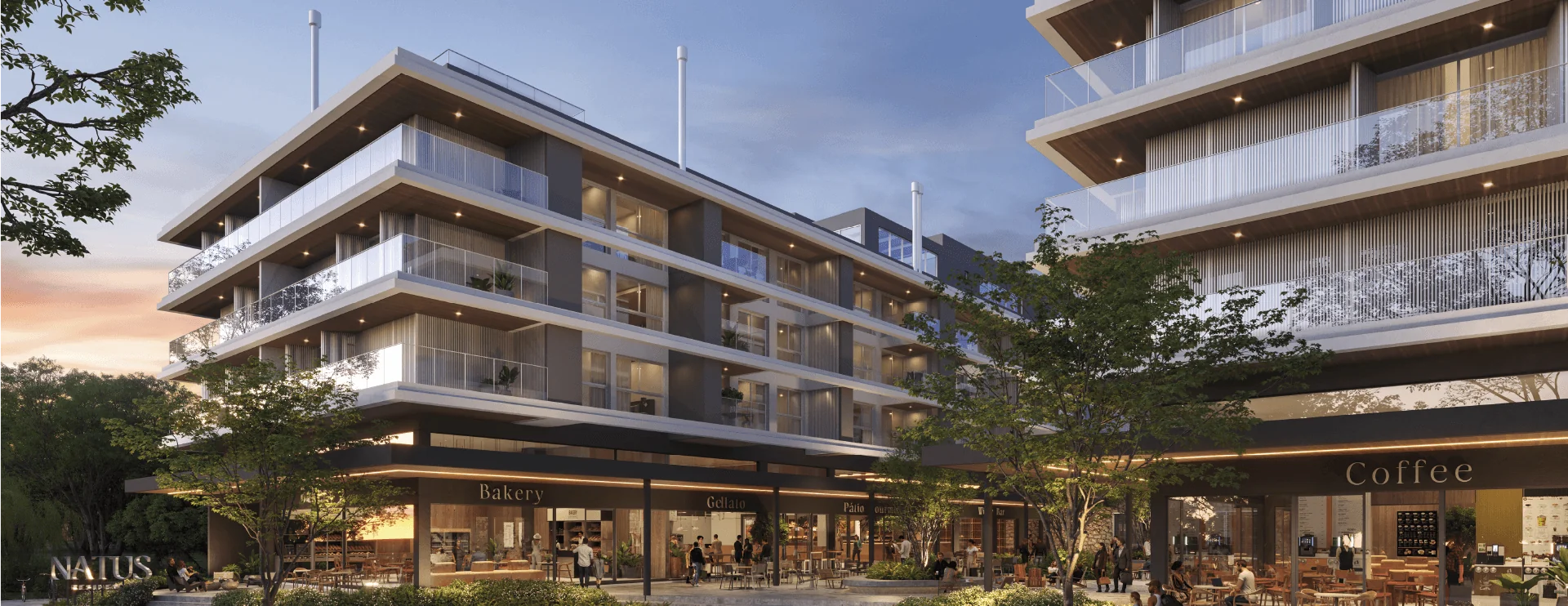Complexo urbano/comercial moderno com padaria e café - Natus Mall